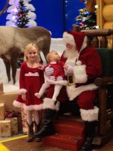 Sarah meeting Santa at the Bass Pro Shop - seconds later, Sarah's curiosity turned to screaming!