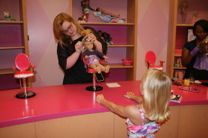 Isabella getting her hair done