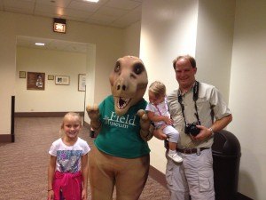 we ran into a dino! I was hoping Rachel would ask Dino's assistant about the meteor that took out Dino's cousins...