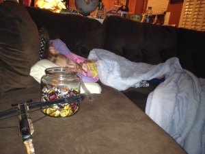 Rachel and Halloween candy